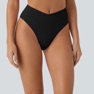 NWT Halara Ribbed Crossover High Waisted Bikini Bottom Swimsuit Small